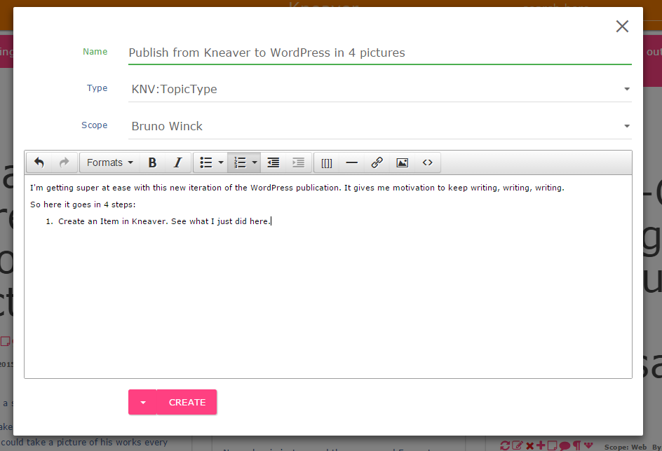 Publish from Kneaver to WordPress in 4 pictures