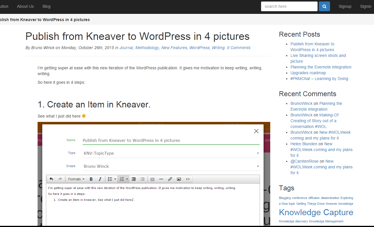Publish from Kneaver to WordPress in 4 pictures